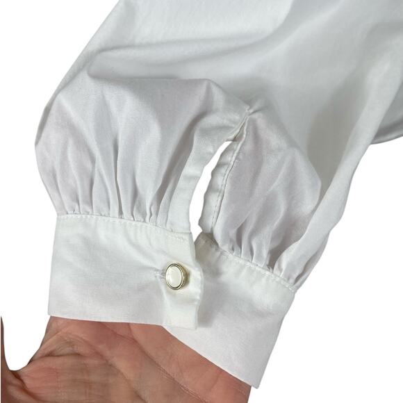 Weill Paris Cotton Popover Top Button Back White Size S/M Classic Effortless - Picture 4 of 8